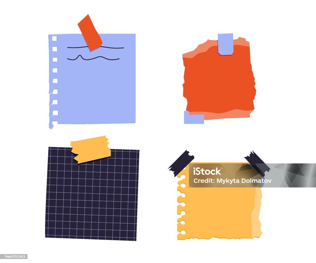 Paper Sticker Note Scene Various Paper Notes On Stickers Information Board With Blank Paper ...