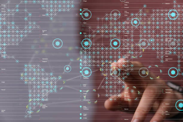 istock Finger touching a concept of networking on a hand 1464702628