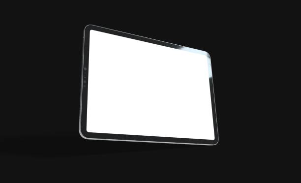 istock Tablet with a copyspace on the white screen isolated on a black background 1464703237