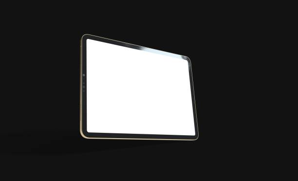 istock Tablet with a copyspace on the white screen isolated on a black background 1464703261