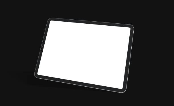 istock Tablet with a blank screen isolated on a black background 1464704022