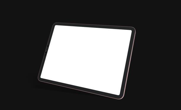 istock 3D rendering of a tablet with an empty screen isolated on a black background 1464704213