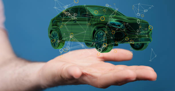 istock Closeup of 3d rendered car in a man's palm 1464704327