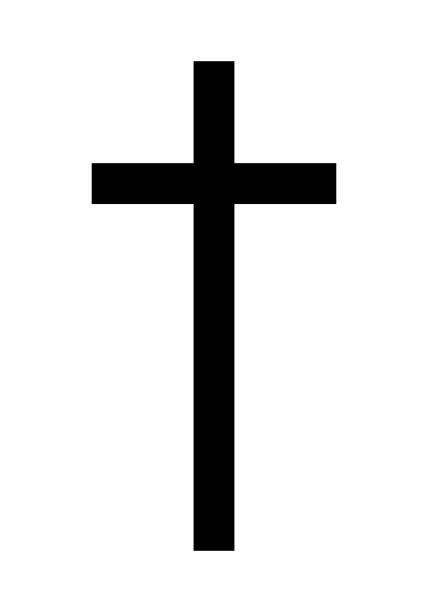 기독교 십자가, 흑백 벡터 실루엣 그림, 흰색 격리 - cross shape stock illustrations