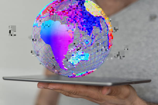istock Person presenting a 3D render of the globe 1464705816