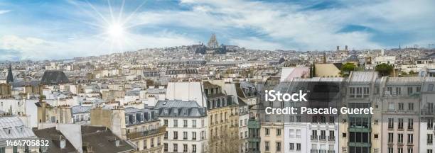 Paris Panorama Of The City With Montmartre Stock Photo - Download Image Now - Aerial View, Ancient, Architecture