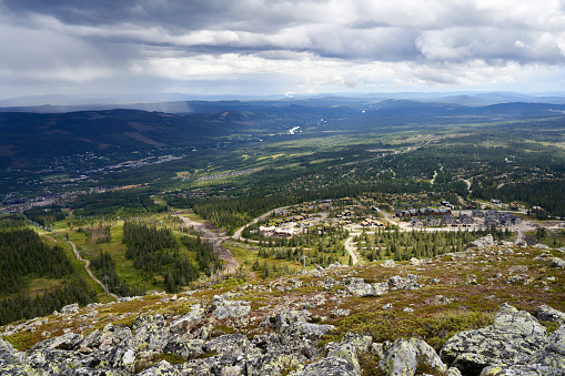 The Rain in the distance, view from a mountain top in Trysil, Norway