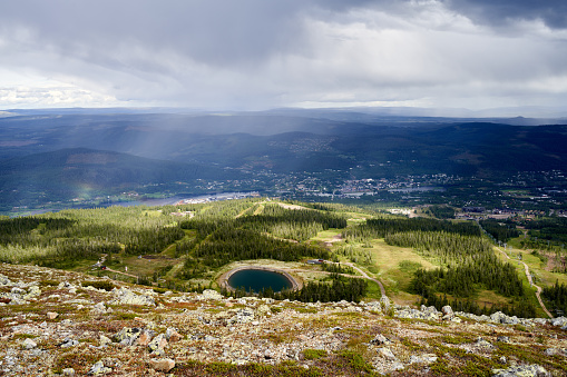 The Rain in the distance, view from a mountain top in Trysil, Norway