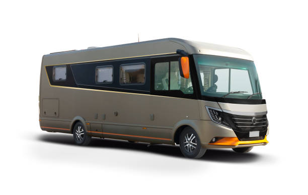 白い背景にモーターホーム - motor home isolated land vehicle luxury ストックフォトと画像