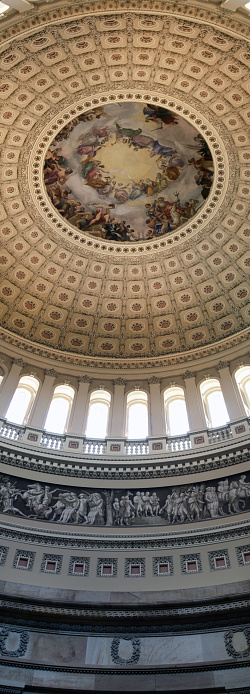 Art at the top of the dome over the US Capitol Rotunda