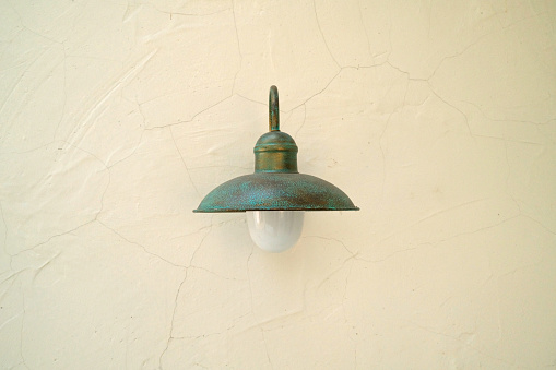 Vintage copper wall lamp, Chiang Mai Thailand.