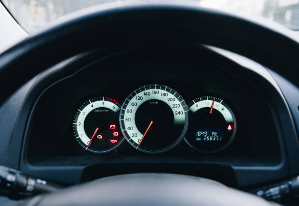 istock Speedometer on the control panel of the car, car interior 1464714051