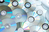 Background from CD disks laid out on a flat surface.