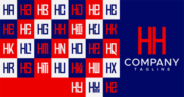 Simple line square letter H logo design. Abstract box HH H letter logo vector. Simple line square letter H logo design. Abstract box HH H letter logo vector. hm logo stock illustrations