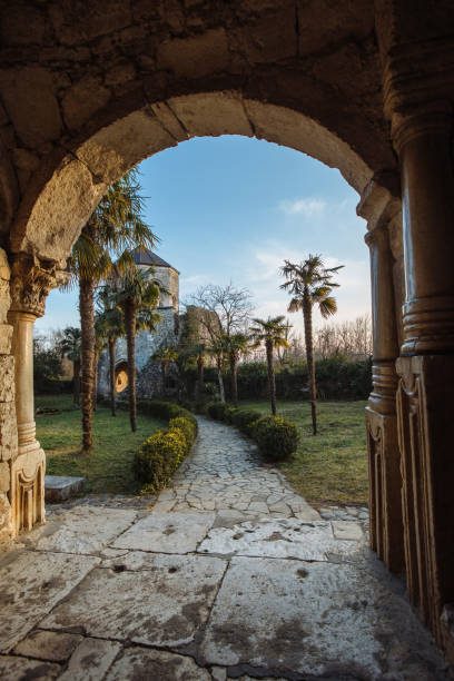 istock Arched corridor at Khobi Convent, Georgia 1464721428