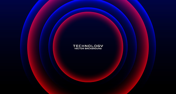 3D red blue techno abstract background overlap layer on dark space with light circle effect decoration. Style concept cut out. Graphic design element for banner flyer, card, brochure cover, or landing page