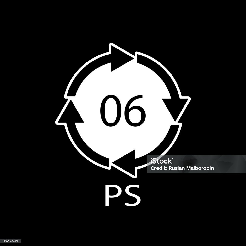 Ps 06 Ps 06 Recycling Code Symbol Plastic Recycling Vector Polystyrene Sign ...