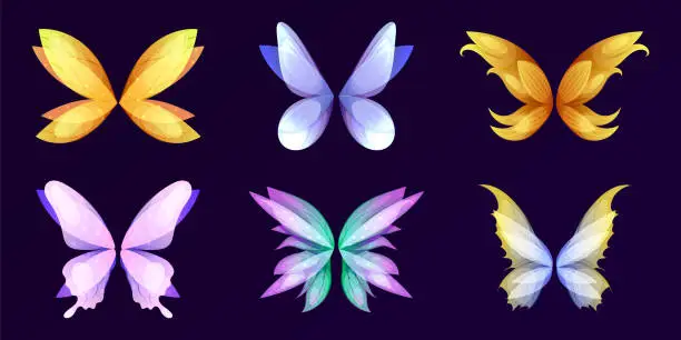 Vector illustration of Different wings of fairy