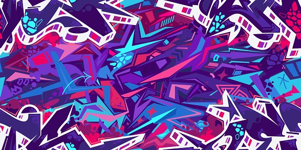 Seamless Abstract Urban Street Art Graffiti Style Vector Illustration Background