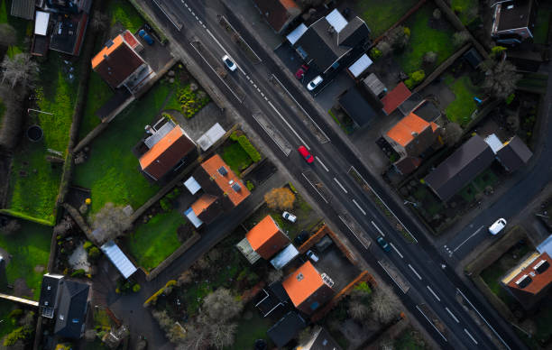 Residential district in Odense with red car