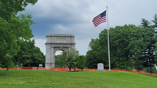 Gettysburg, Pennsylvania - September 24, 2020: Pennsylvania Monument at Gettysburg National Military Park in Pennsylvania, USA.