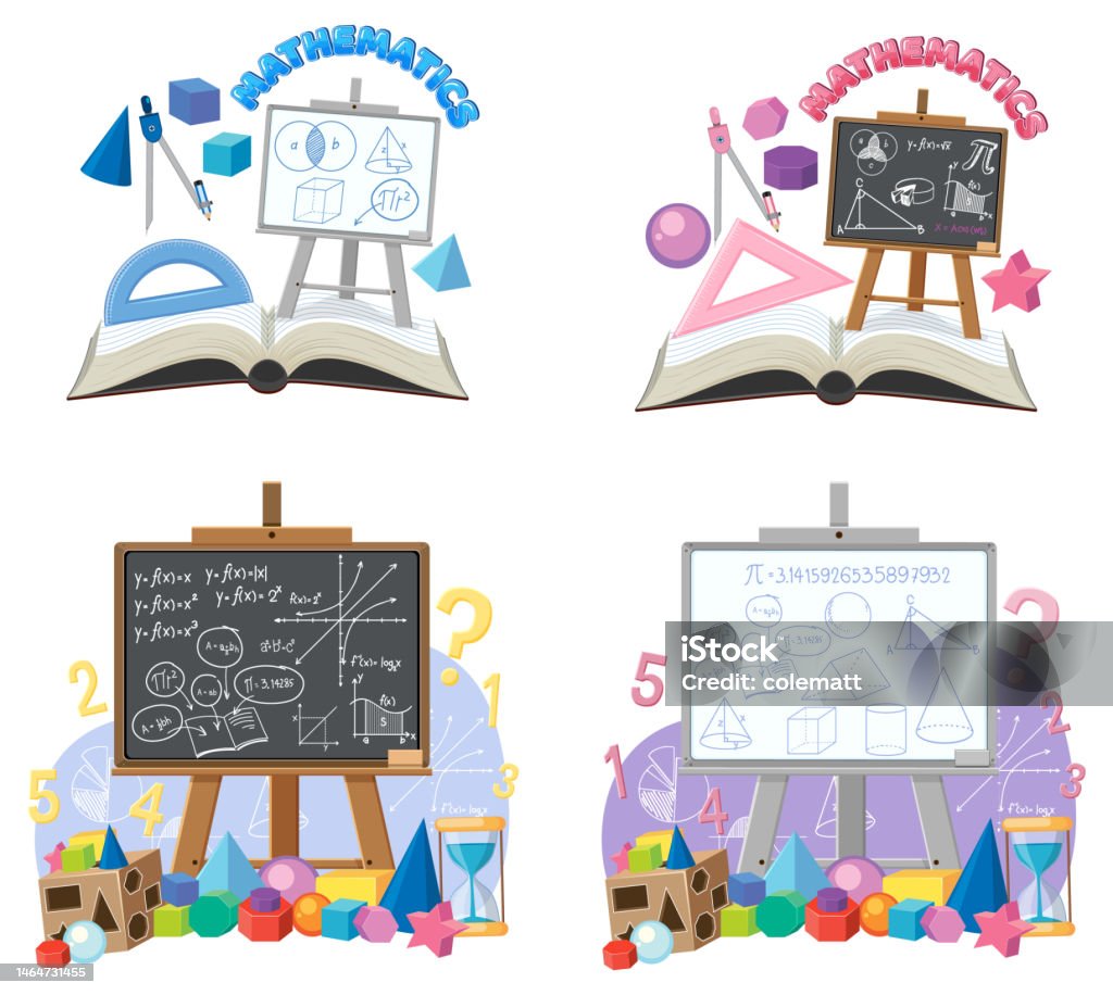 Mathmatical Items Mathematics Class Objects And Elements Set Stock Illustration ...