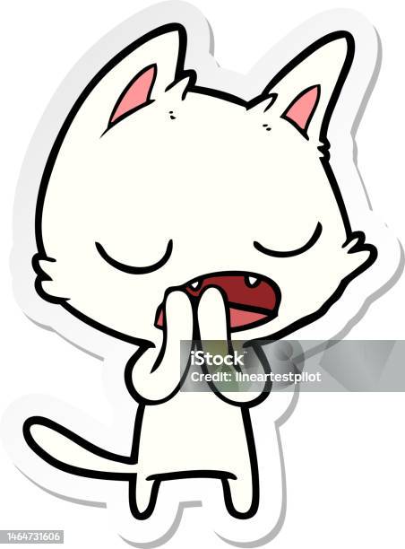 Sticker Of A Talking Cat Cartoon Stock Illustration - Download Image Now -  Animal, Art, Art Product - iStock
