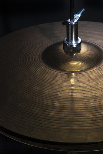 Close-up photo of Hi-Hat cymbal belonging to a drumkit