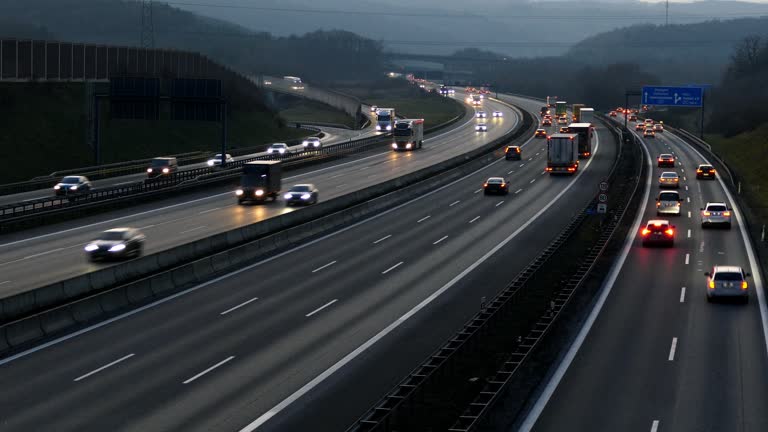 Evening traffic on the Autobahn.