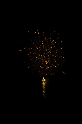 A sparkling firework display on the ground.