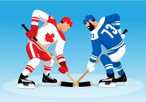 Vector illustration of Hockey players in the game.