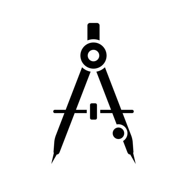 ilustraciones, imágenes clip art, dibujos animados e iconos de stock de dibujo brújula icono plantilla de diseño vectorial en fondo blanco - geometry mathematics drawing compass mathematical symbol