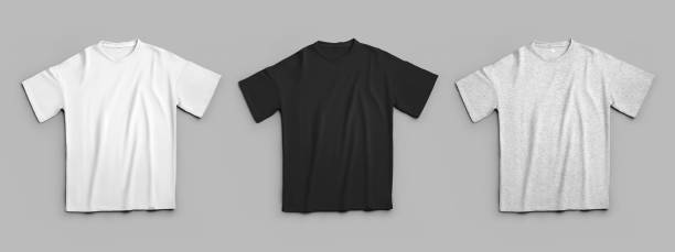 istock Oversized t-shirt mockup in white, black, heather, front view, isolated on background. 1464744197