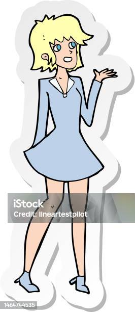 Ilustración de Pegatina De Una Mujer Bonita De Dibujos Animados En Vestido  y más Vectores Libres de Derechos de Adulto - iStock