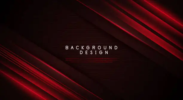 Vector illustration of Abstract dark black and red technology geometric background. Modern futuristic background