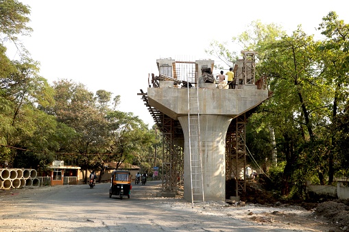 Construction of a bridge in the expansion works in India