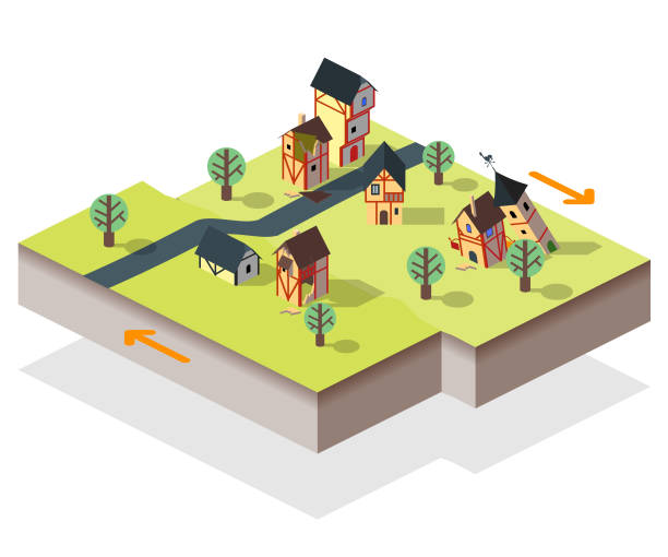 erdbeben - tektonik stock-grafiken, -clipart, -cartoons und -symbole