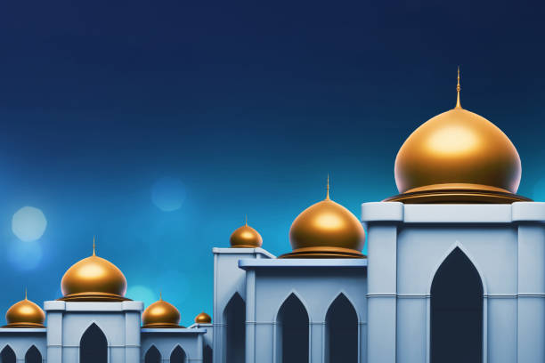 istock Eid adha mubarak concept, mosque on 3d illustration 1464757163