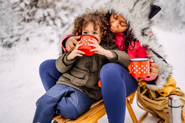 istock Mother and son are drinking tea 1464759729