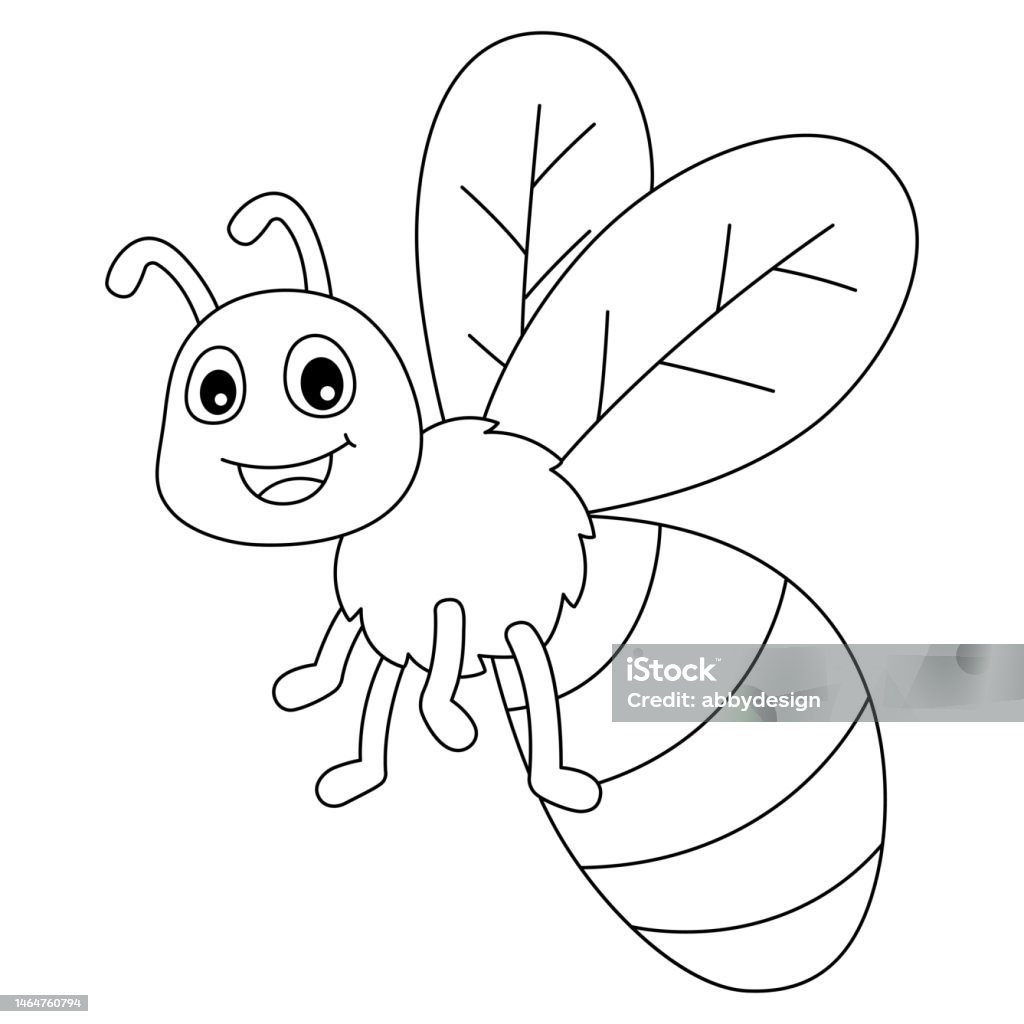 Spring Bee Isolated Coloring Page For Kids Stock Illustration