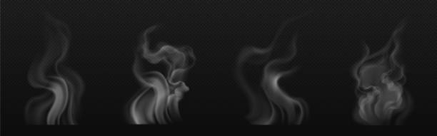 차 연기, 커피 컵, 음식 증기 또는 증기 구름 - hot drink 이미지 stock illustrations