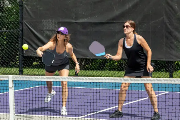 Photo of Pickleball Players Net Action