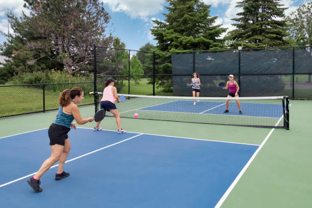 istock Doubles Game of Pickleball 1464763904