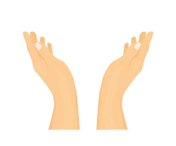 Vector illustration of hands in praying, blessing position