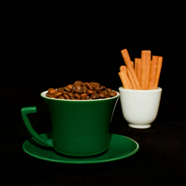 Coffee with cinnamon sticks. Clipping path included.