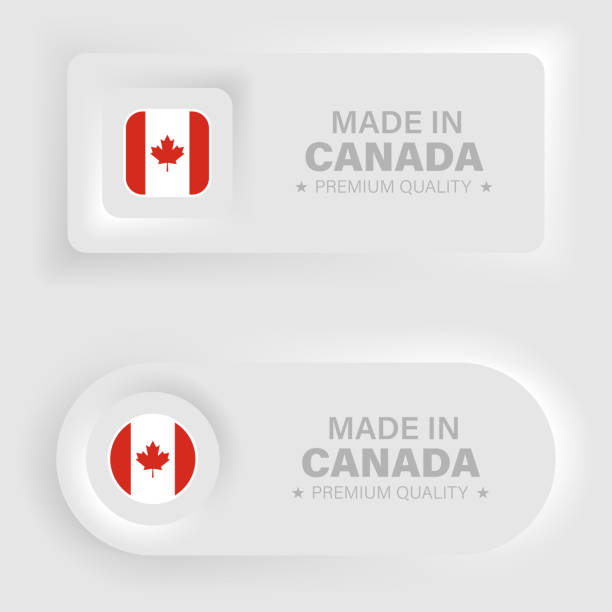 Made in Canada graphics and labels set. Made in Canada graphics and labels set. Some elements of impact for the use you want to make of it. canadian flag maple leaf computer icon canada stock illustrations