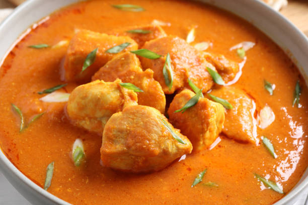 istock Bowl of delicious chicken curry, closeup view 1464770292