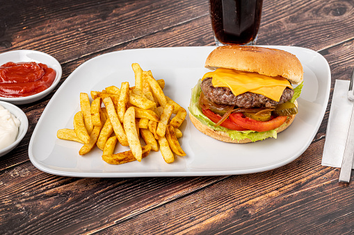 Double cheeseburger with french fries