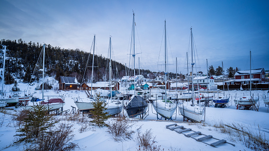 in Tadoussac the sailboats are resting for the winter. Village of choice for whale watching.