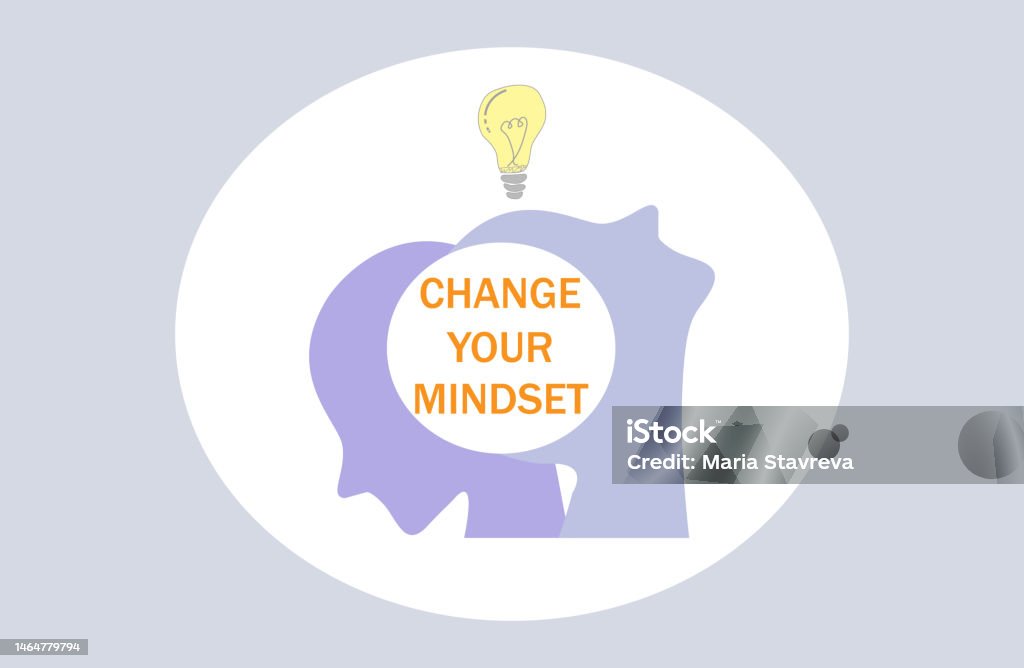 Mindset Change Signs Change Your Mindset Concept Stock Illustration - Download Image Now ...